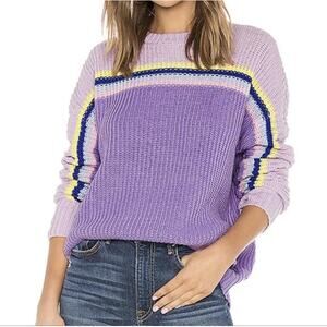 Lovers and Friends Knit Sweater Oversized Striped Pastel Purple Rainbow XXS Crew